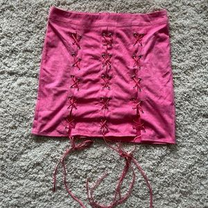 Pink suede skirt